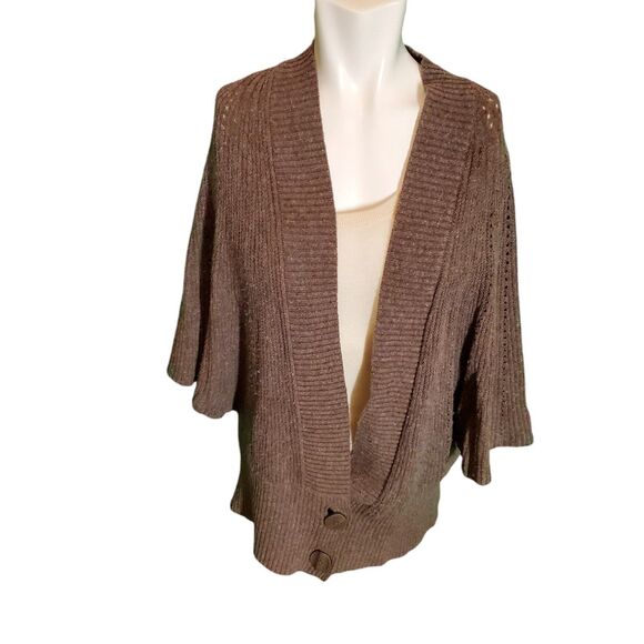 Moth Anthropologie Wool Blend Dolman Batwing Cardigan Sweater Brown Heather Sz L - Picture 1 of 6